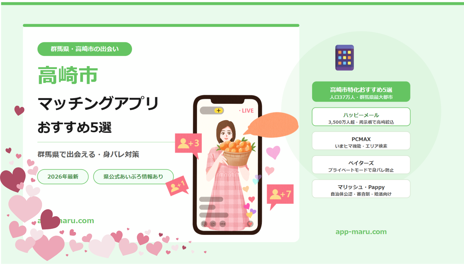 高崎市のマッチングアプリおすすめ5選【群馬県で出会える・身バレ対策2026年最新】