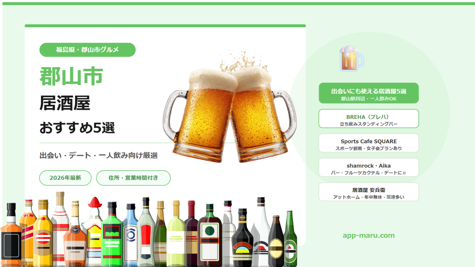 郡山市の居酒屋おすすめ5選【出会い・デート・一人飲み向け2026年最新】