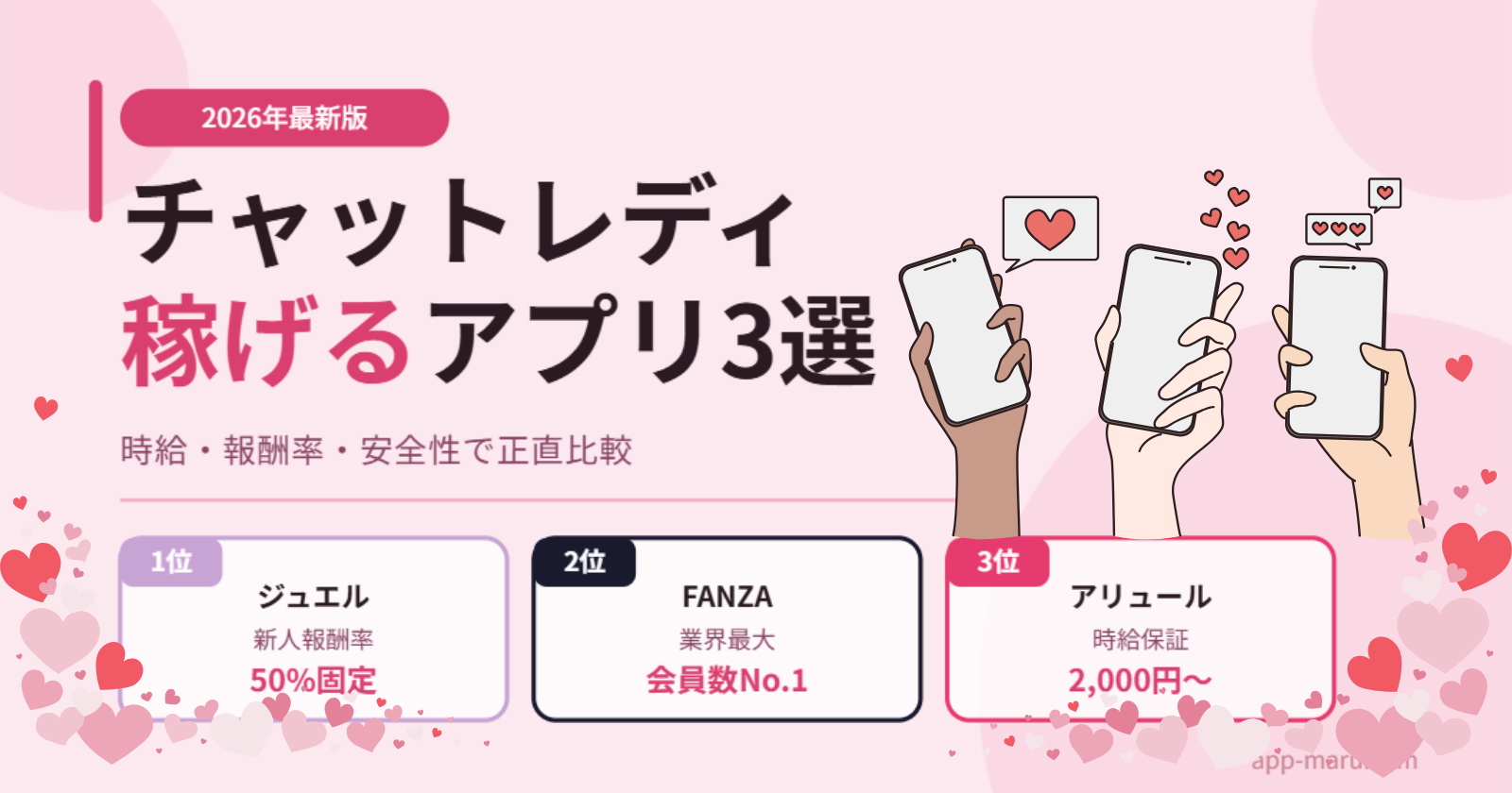 チャットレディ稼げるアプリ3選【2026年最新】時給・報酬率で正直比較