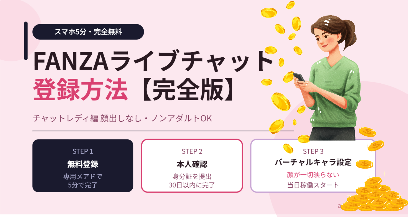 FANZAライブチャットの登録方法【チャットレディ編】スマホで5分完結