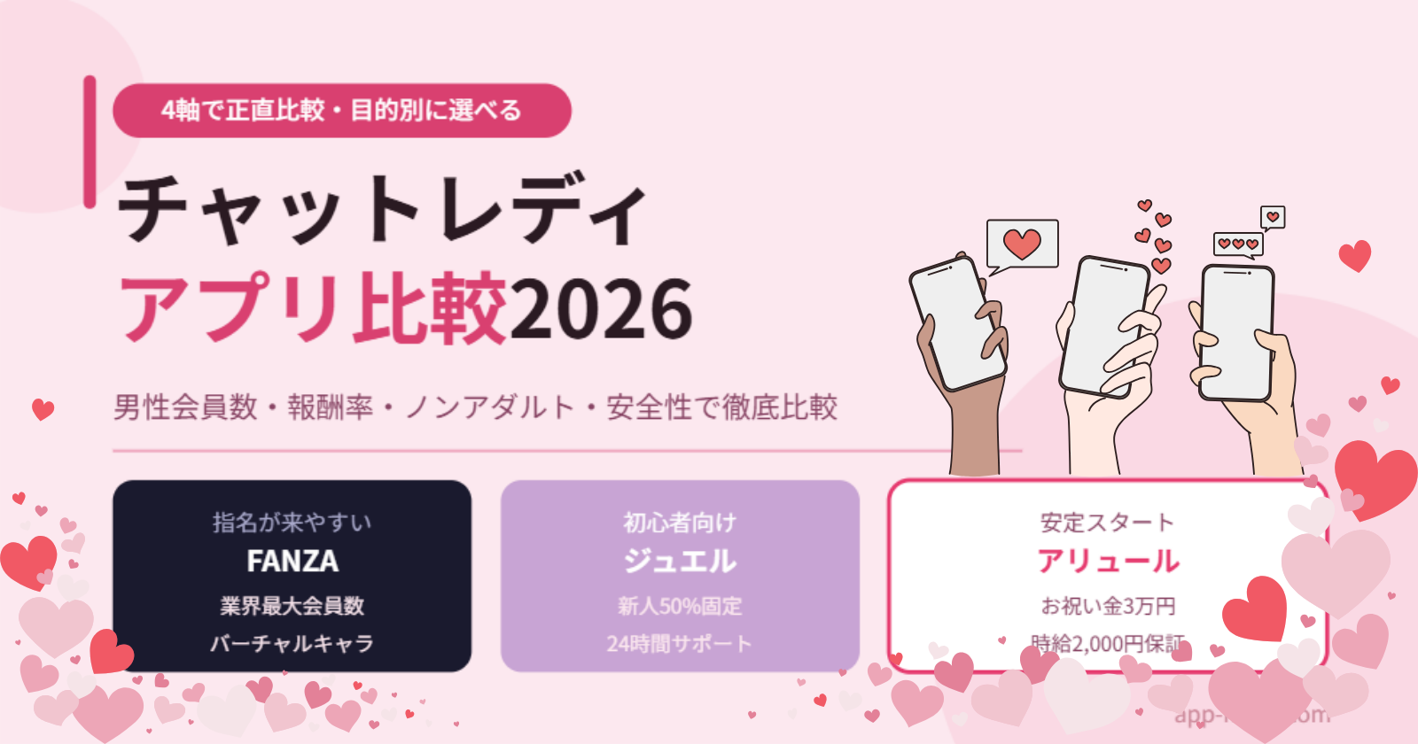 チャットレディアプリ比較【2026年最新】初心者が安全に稼げる3選
