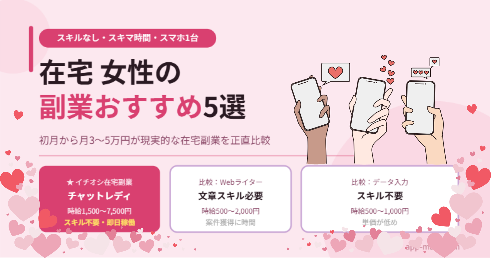 【稼げる！】在宅で女性におすすめの副業5選【スキマ時間で月3〜5万円】