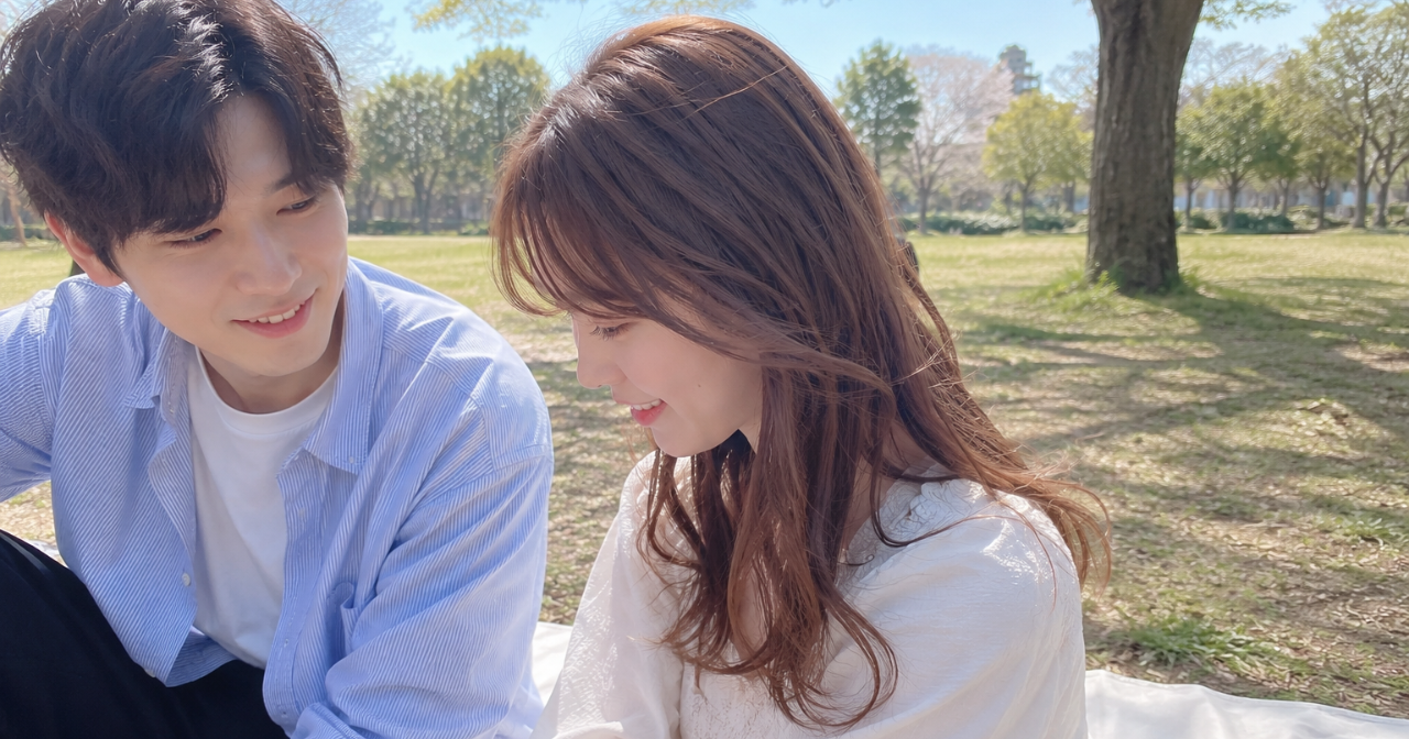 公園で話す男女